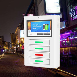 Reklam LCD Ekran Cep Telefonu Şarj İstasyonları, Beyaz Cep Telefonu Şarj Kiosk