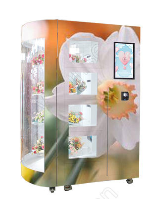 24 Saat Mini Mart Çiçek Otomatı Dolapları Makinesi Akıllı Kart Ödemesi Soğuk Haddelenmiş Çelik