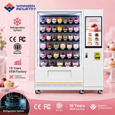 Kalite Winnsen Cake Vending Machine Cold Rolled Steel Cabinet Cashless Card QR Code Payment fabrika
