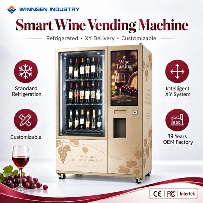 Kalite Winnsen 32 Inch Touch Screen Wine Vending Machine Refrigerated Commercial Grade Steel fabrika
