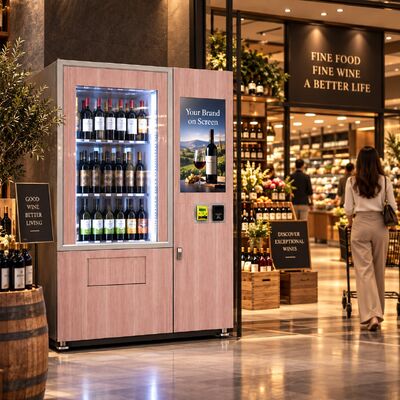 Kalite Winnsen Soğutulmuş Şarap Satış Makinesi Çift Ekranlı 32 Inç Reklam ve Dokunmatik İşlem fabrika