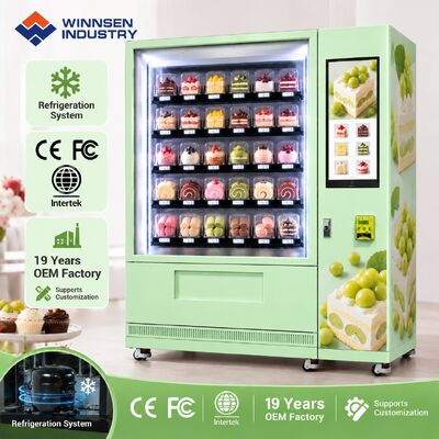 Kalite Winnsen Smart Refrigerated Vending Machine with Elevator for Cake Shop Dessert Display fabrika