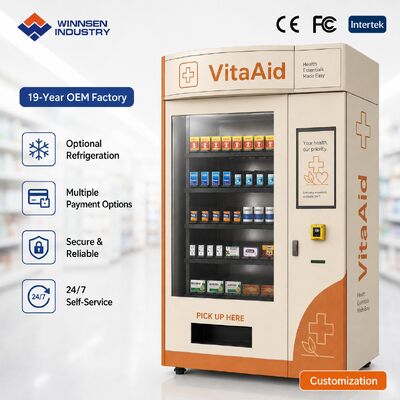 Kalite Winnsen 24H Smart Pharmacy Vending Machine Refrigerated Touchscreen Medicine Kiosk for Community fabrika