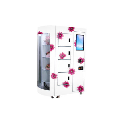 Gül taze çiçek self servis otomat uzaktan kumandalı şeffaf pencere soğutma sistemini gösterir